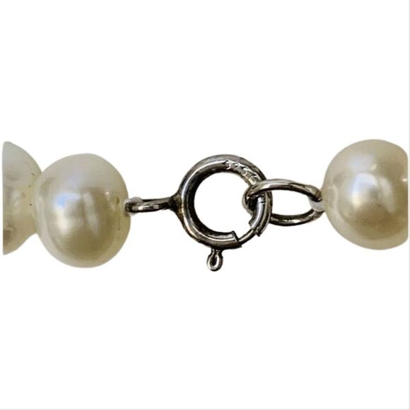 White Wedding Pearls Necklace 18” 925 Sterling Silver GrannyCore  Classy - Picture 9 of 12